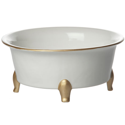 Round Centerpiece Bowl Gold-Rimmed