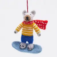 Snowboarder dog ornament