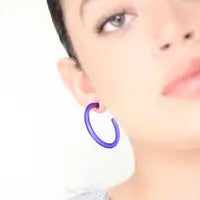 Purple Lucite Hoop Earrings
