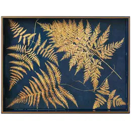 Gilded Ferns Navy Lacquered Tray