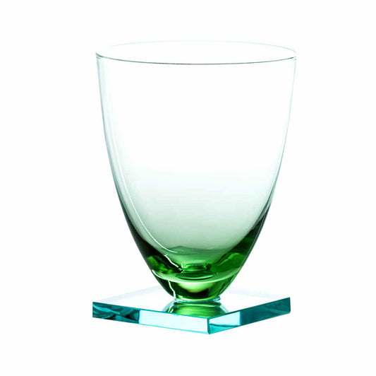 Stemless Wine Glass with Square Base, green glasses