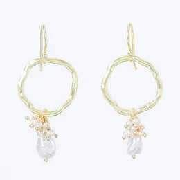 Gold Hoop and Pearl Earrings
