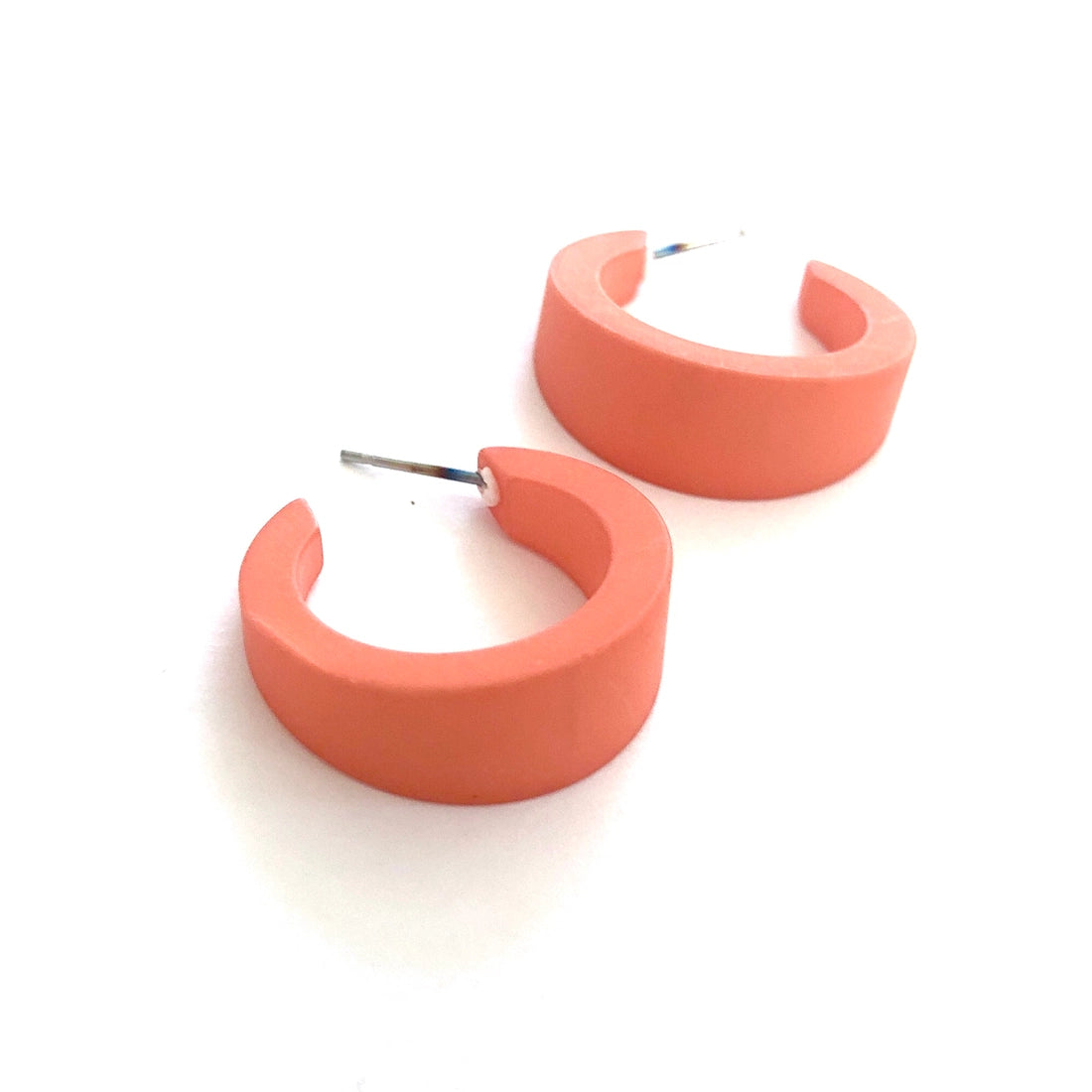 Orange, Coral Matte Velvet Tapered Mini Marilyn Hoop Earrings