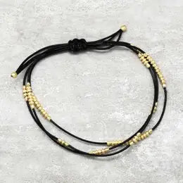 Black Lite Double Layer Thread Bracelet with Palin Beads