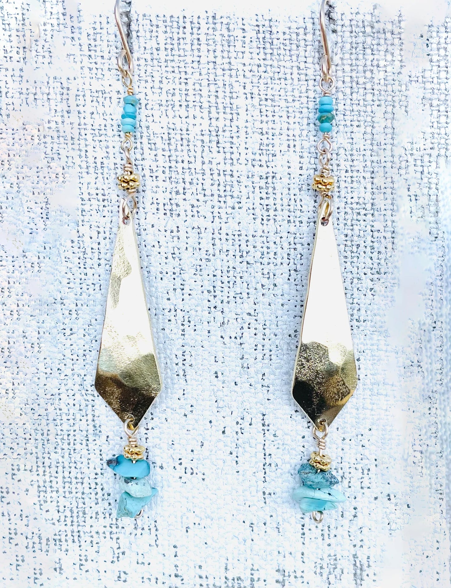 Sleeping Beauty Turquoise Hammered Drop Earrings