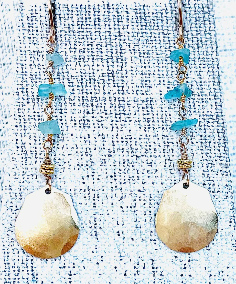 Apatite Gemstone Gold Disc Earrings