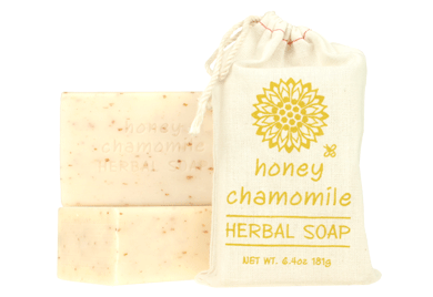 Sack Soap with shea butter, cocoa butter and essential herbal oils, bag