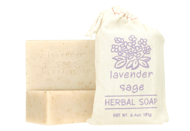 Sack Soap with shea butter, cocoa butter and essential herbal oils, bag