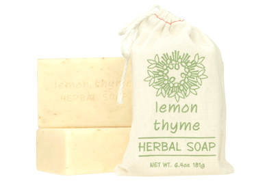 Sack Soap with shea butter, cocoa butter and essential herbal oils, bag