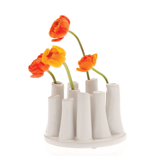 White Round Pooley Vase