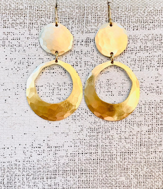 Double Circle Earrings, gold
