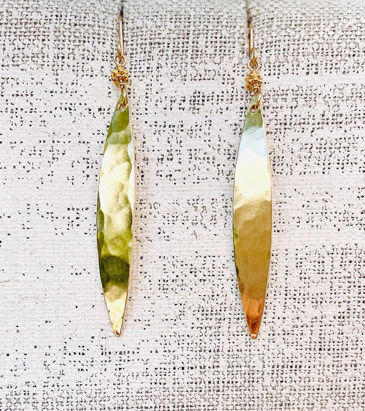 Willow Leaf Earrings, gold, Robin Haley