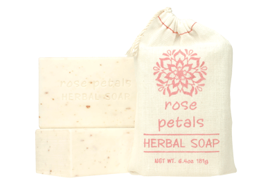Sack Soap with shea butter, cocoa butter and essential herbal oils, bag