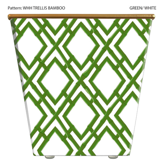 Green Bamboo Trellis cachepot with Candle, HedgeFarm