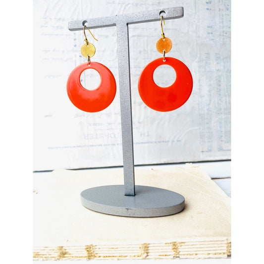 Retro Orange Hoop Earrings