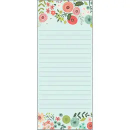 Teal and Coral Flowers List Pad, notepad blue, note