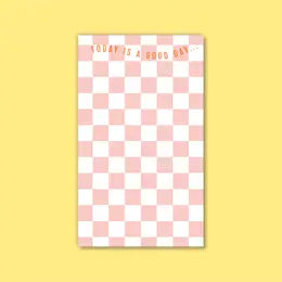 Blush Checkerboard Notepad, pad, Good Day