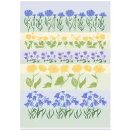 Florals Towel, green, blue, yellow, Swedish, flower