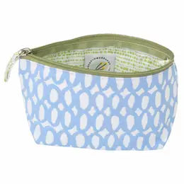 Monica, Small pouch, light blue ovals, loops, cosmetic bag