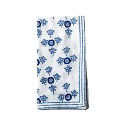 Napkins, Blue and White Flower and Circle