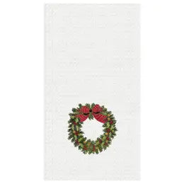 Holiday Wreath Towel, Christmas, red bow