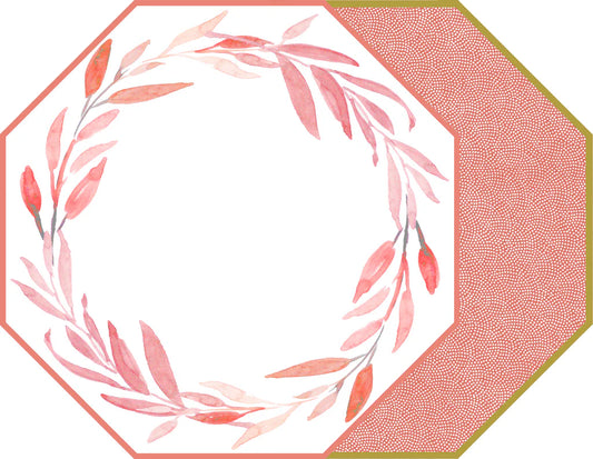 Water Color Leaves Placemats, octagonal, Holly Stuart, red, place mat