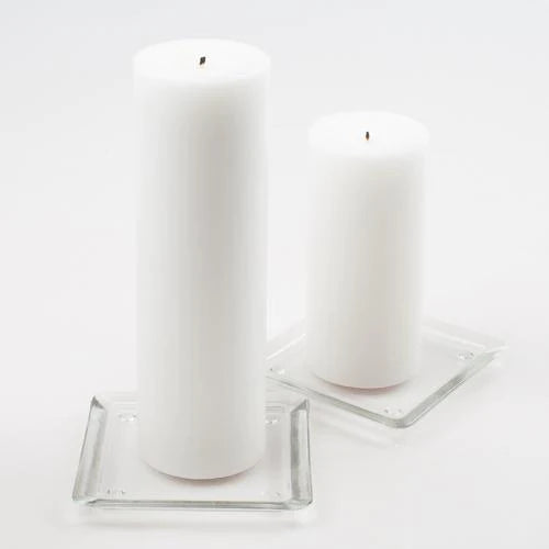 Square Glass Pillar Plate, clear tray for candle