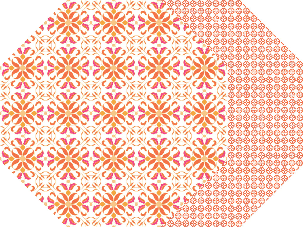Porto Placemat, octagonal, blue, orange, Holly Stuart, place mat