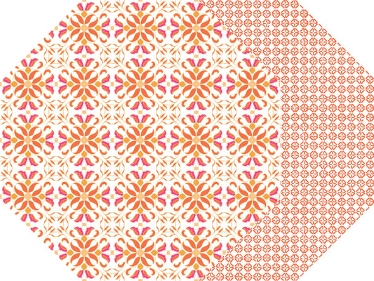 Porto Placemat, octagonal, blue, orange, Holly Stuart, place mat