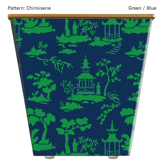 Large Cachepot Container, Chinoiserie Blue and Green, HedgeFarm