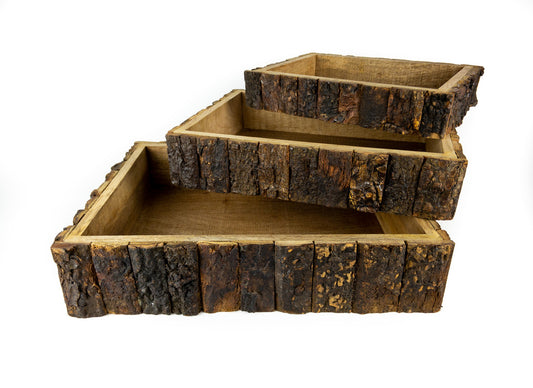 Wood Bark Boxes, tray
