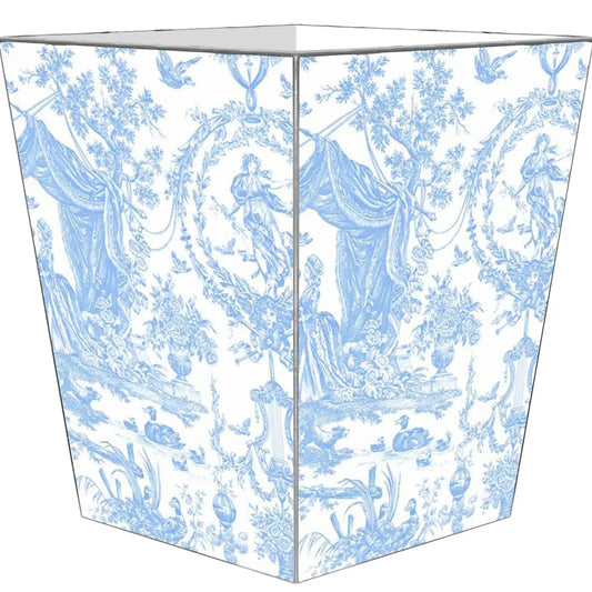 Blue Toile Waste Basket