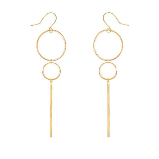 Costa Earrings, Double Circle with drop Bar