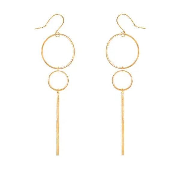 Costa Earrings, Double Circle with drop Bar