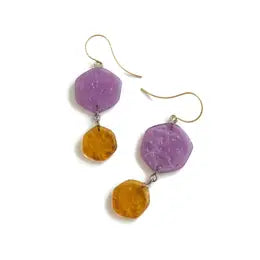 Purple and Burnt Orange Double Drop Earrings