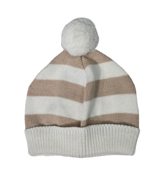 Striped Beige Baby Hat