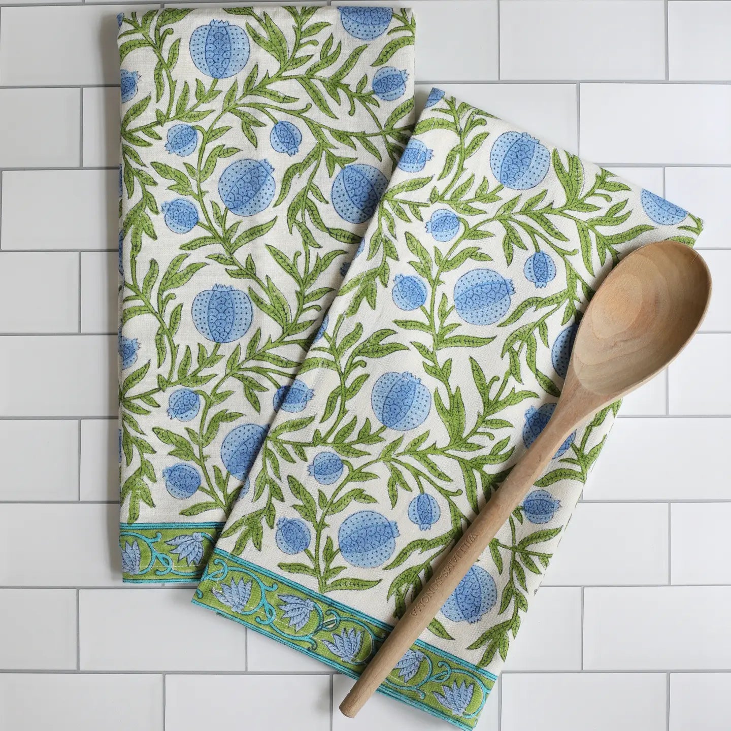 Pacific Hand Towels - red or blue pomegranate, or blue and white design