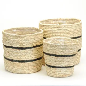 Black Stripe  Lined Baskets