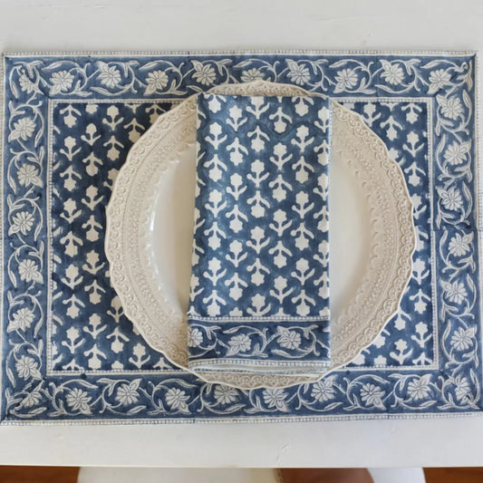 Indigo Charlotte Tablecloths, napkins and Place Mats
