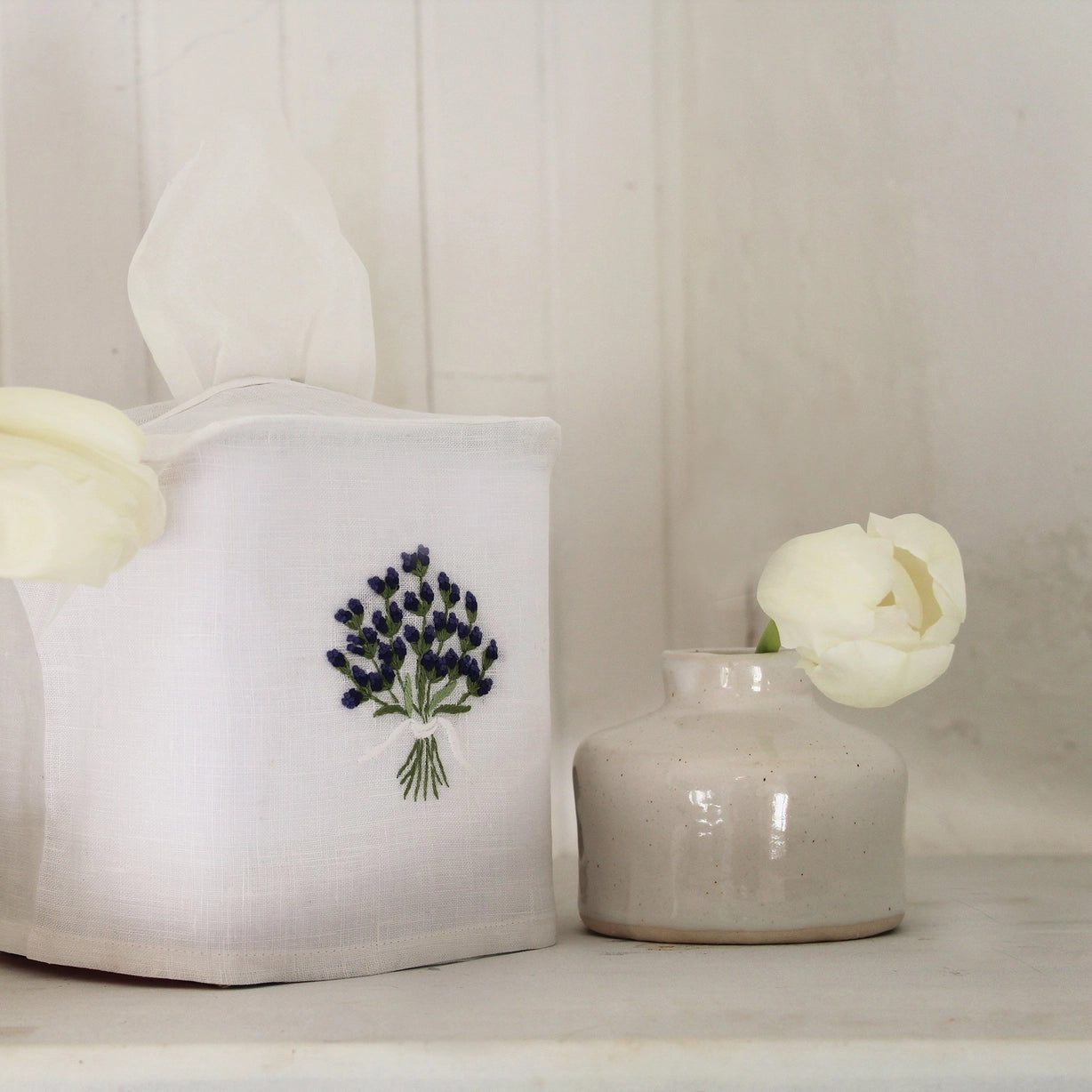 Lavender Tissue Box Cover, linen