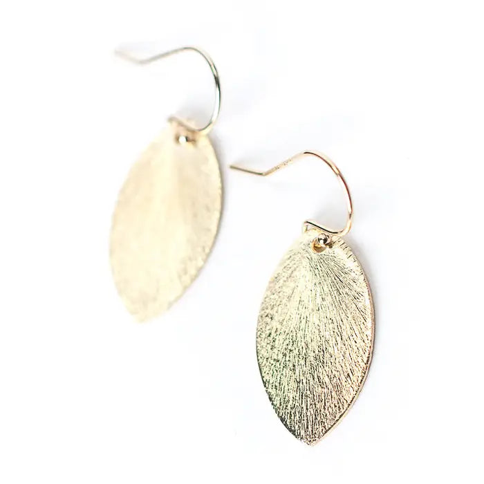 Brushed Gold Simple Leaf Earrings