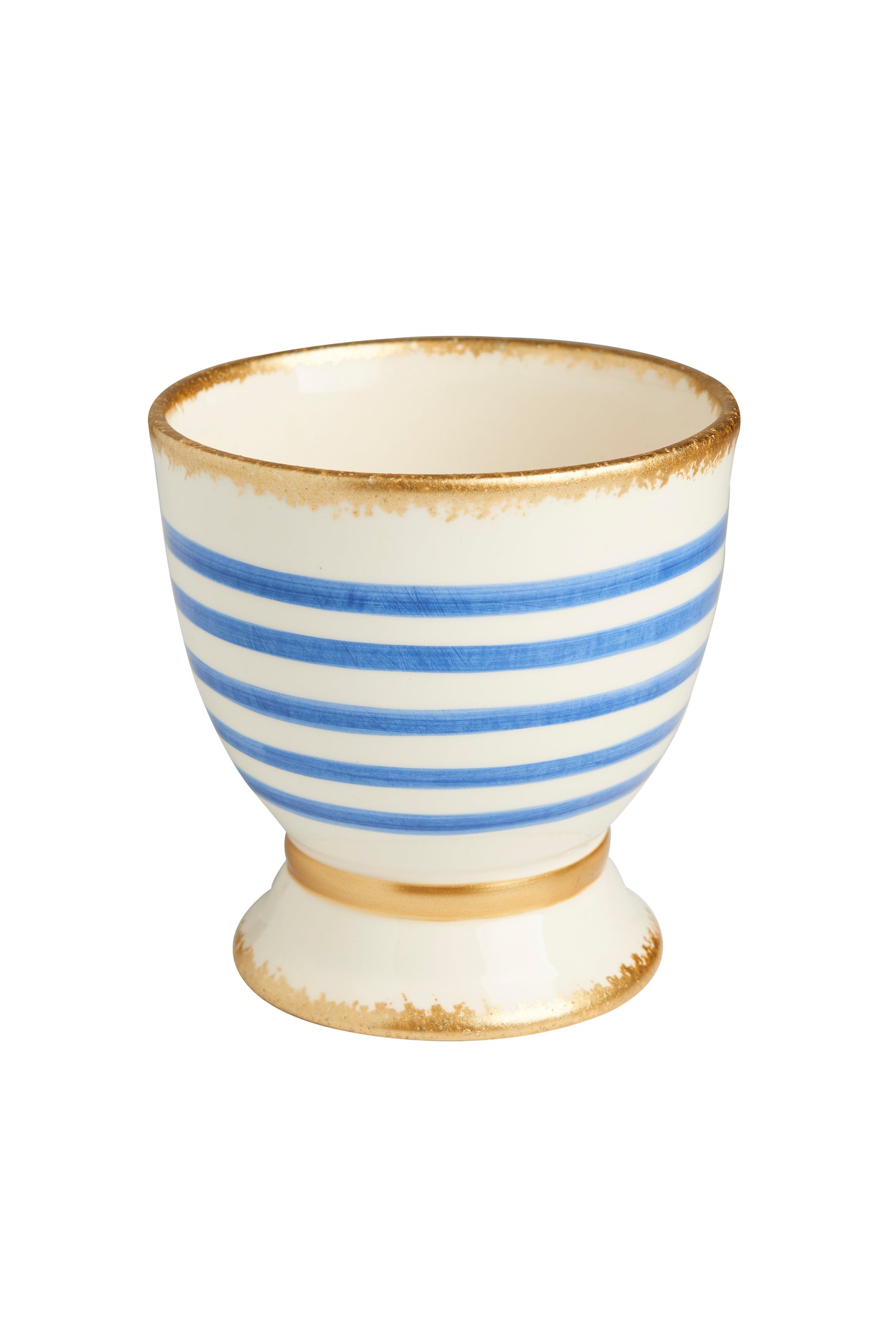 Striped Cachepot with Gold Rim