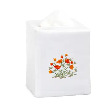 Red Poppies Linen Tissue Box Cover