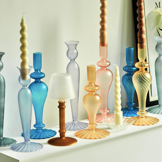 Colorful Glass Candlestick Holder