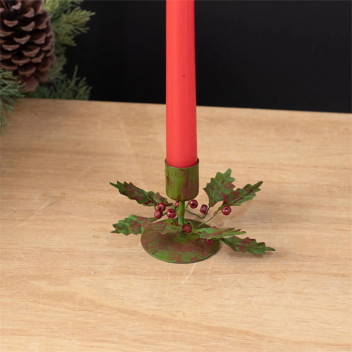 Vintage Holly Candle Holder