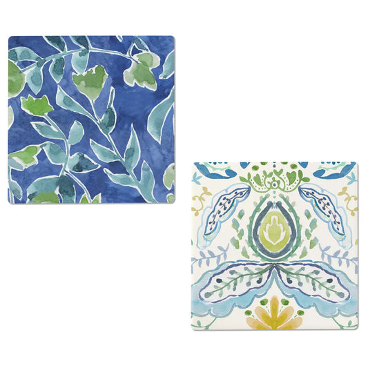 Ceramic Coasters, Azure and Ivy
