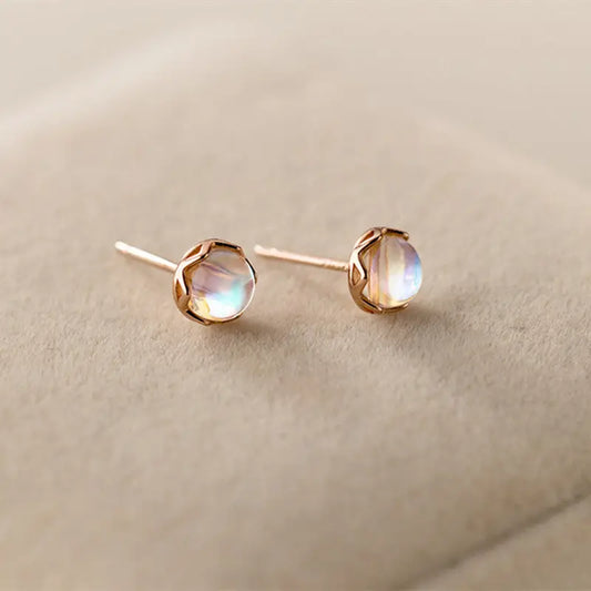 Tiny Moonstone Stud Earrings