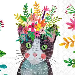 Mia Charro Cat Cocktail napkins, floral