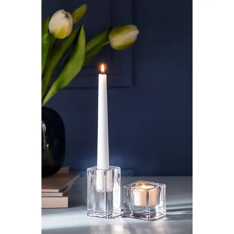 Tall Block Glass Taper Holder