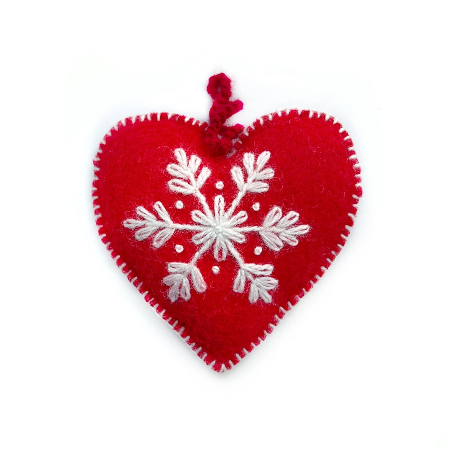 Heart Embroidered Wool Christmas Ornament
